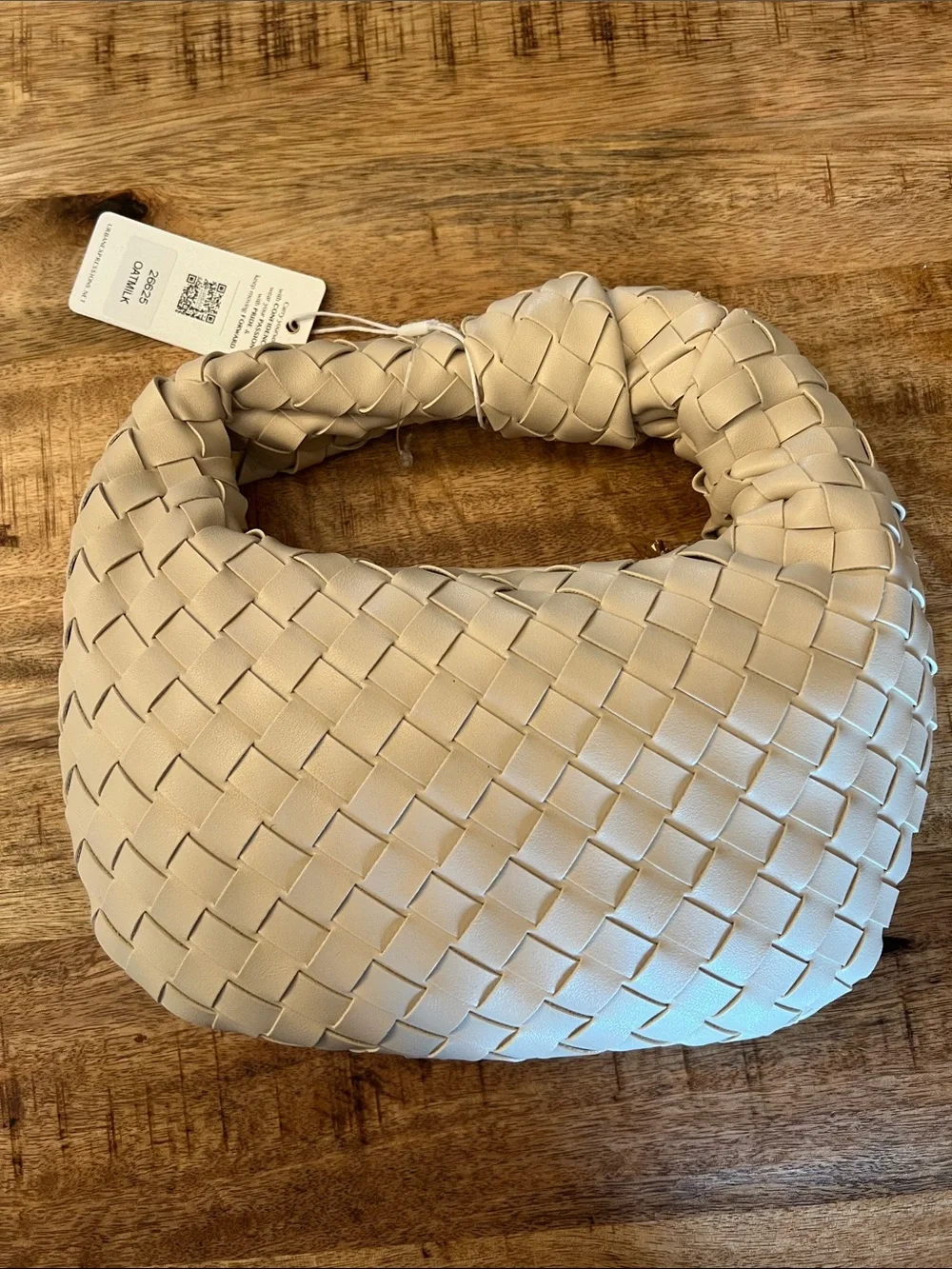 Urban Expressions Woven Knot-Top Hobo Bag - Beige
